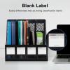 Comix Magazine File Holder Rack/Vertical Desktop File Organizer – Plastic Desk Organizer for Files, Folders, Books – 4 Compartment Binder Organizer – Black(Black)