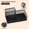 Comix Mesh Pen Pencil Holder Desk Organizer, 7 Compartment Wire Desktop Pen Pencil Cup Caddy Office Supplies for Home Office School, Black(3 Compartments)