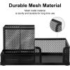 Comix Mesh Pen Pencil Holder Desk Organizer, 7 Compartment Wire Desktop Pen Pencil Cup Caddy Office Supplies for Home Office School, Black(3 Compartments-2pack)