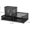 Comix Mesh Pen Pencil Holder Desk Organizer, 7 Compartment Wire Desktop Pen Pencil Cup Caddy Office Supplies for Home Office School, Black(3 Compartments-2pack)