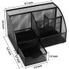Comix Mesh Pen Pencil Holder Desk Organizer, 7 Compartment Wire Desktop Pen Pencil Cup Caddy Office Supplies for Home Office School, Black(7 Compartments)