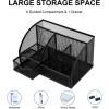 Comix Mesh Pen Pencil Holder Desk Organizer, 7 Compartment Wire Desktop Pen Pencil Cup Caddy Office Supplies for Home Office School, Black(7 Compartments)
