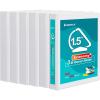COMIX 3 Ring Binder,1.5 inch Slant-D Clear View Cover with Pockets, Holds 350 Sheets of US Letter Size Paper, White Binder for School Office and Home, 6 Pack(White)