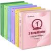 COMIX Standard 3 Ring Binder 1 inch with Clear View Cover, 1″ Round Ring View Binder Holds 200 Sheets of US Letter Size Paper, 6 Pack (Multicolored)(Multicolored)