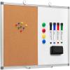 Comix Cork Board Magnetic Dry Erase Board Combo, 24 x 18 Inches Whiteboard and Bulletin Board Combination, Aluminum Frame Vision Board with 4 Dry Erase Markers, 4 Magnets, Eraser, Push Pins(24″ x 18″)