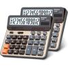 Comix Desktop Calculator, Large Computer Keys, 12 Digits Display, Champaign Gold Color Panel, C-2735(Gold 2Pack)