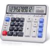 Comix Desktop Calculator Solar Battery Dual Power with 12-Digit Large LCD Display and Large Computer Keys Standard Function Calculator for Home Office School, White(White)