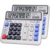 Comix Desktop Calculator Solar Battery Dual Power with 12-Digit Large LCD Display and Large Computer Keys Standard Function Calculator for Home Office School, White(White 2Pack)