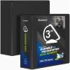 Comix Durable 3 Ring Binder, 3 inch D Ring Binders, Hold 725 Sheets of US Letter Size Paper, 2 Pack (White)(Black)