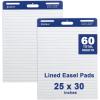 Comix Lined Sticky Easel Pad, 25 x 30 Inches Flip Chart Paper for Teachers, Large Self Stick Easel Paper, 30 Sheets/Pad, 2 Pads/Pack(White Paper/2 Pack)