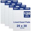 Comix Lined Sticky Easel Pad, 25 x 30 Inches Flip Chart Paper for Teachers, Large Self Stick Easel Paper, 30 Sheets/Pad, 4 Pads/Pack