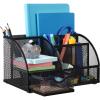 Comix Mesh Pen Pencil Holder Desk Organizer, 7 Compartment Wire Desktop Pen Pencil Cup Caddy Office Supplies for Home Office School, Black(7 Compartments)