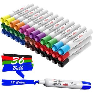 Comix Dry Erase Markers, Chisel Tip White Board Markers, 36 Bulk 4 Assorted Colors Low Odor Markers for Teachers Office & School Supplies(36 Count 12 Assorted Colors)