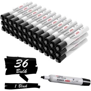 Comix Dry Erase Markers, Chisel Tip White Board Markers, 36 Bulk 4 Assorted Colors Low Odor Markers for Teachers Office & School Supplies(36 Count Black Color)