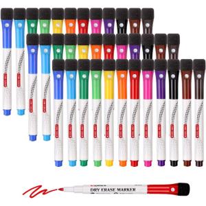Comix Dry Erase Markers, Fine Tip Whiteboard Magnetic Markers with Eraser Cap, 36 Bulk 12 Colors Low Odor Markers for Kids Teachers(36 Count 12 Colors)