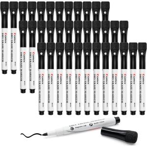 Comix Dry Erase Markers, Fine Tip Whiteboard Magnetic Markers with Eraser Cap, 36 Bulk 12 Colors Low Odor Markers for Kids Teachers(36 Count Black Color)