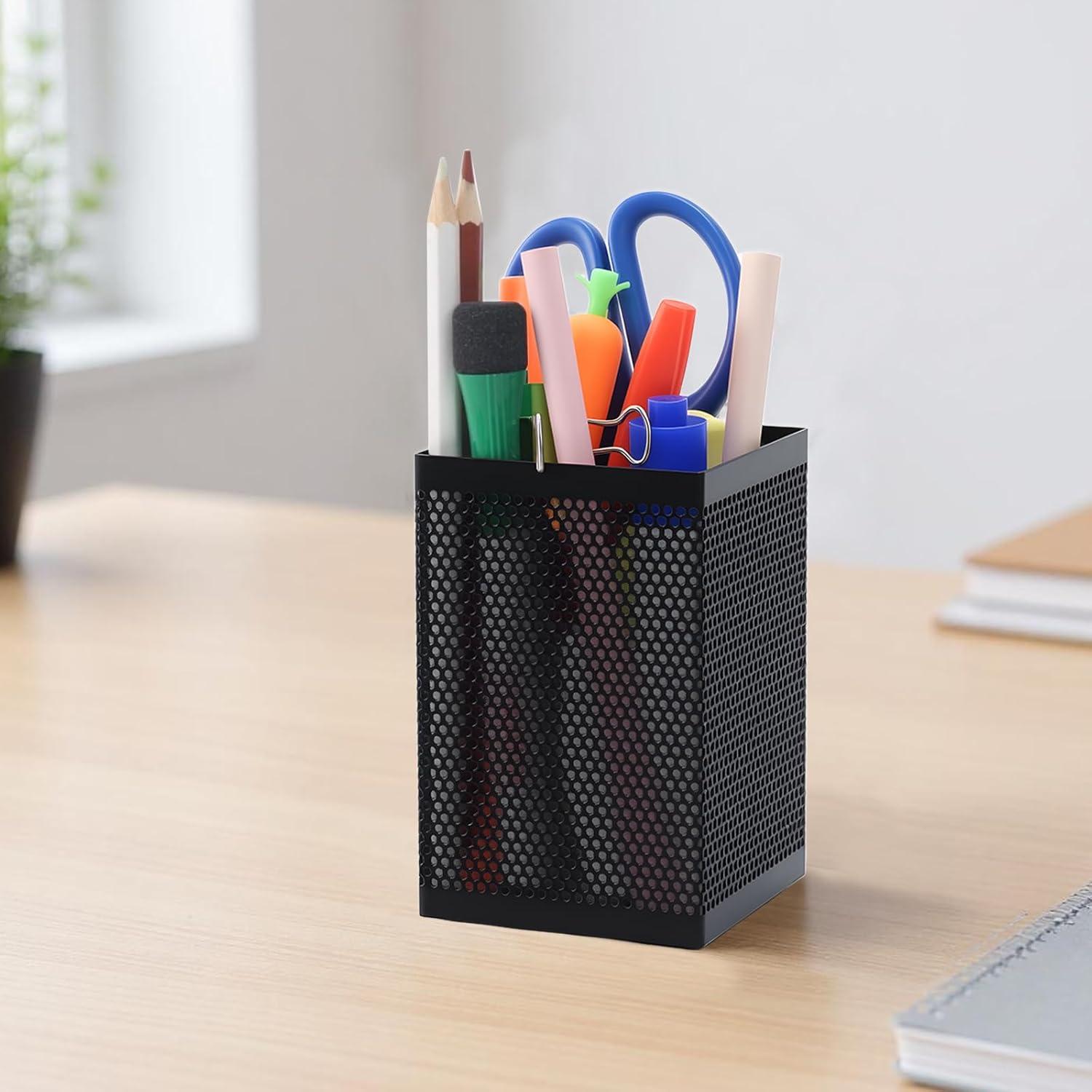 imageComix Mesh Pen Holder Desk Wire Pencil Holder with Foam Pad and NonSlip Bottom Office Supplies Desk Organizer for Home Office School 1 Pack1 Pack