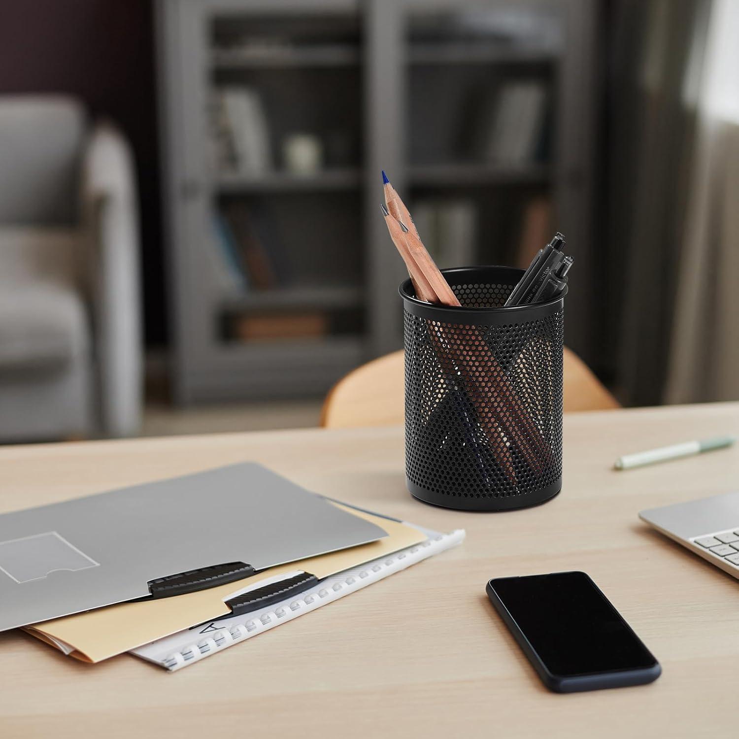 imageComix Pen Holder Desk Organizer Wire Mesh Pencil Cup with Foam Pad and NonSlip Bottom Office Supplies Desk Accessories for Home Office School 1 Pack1 Pack