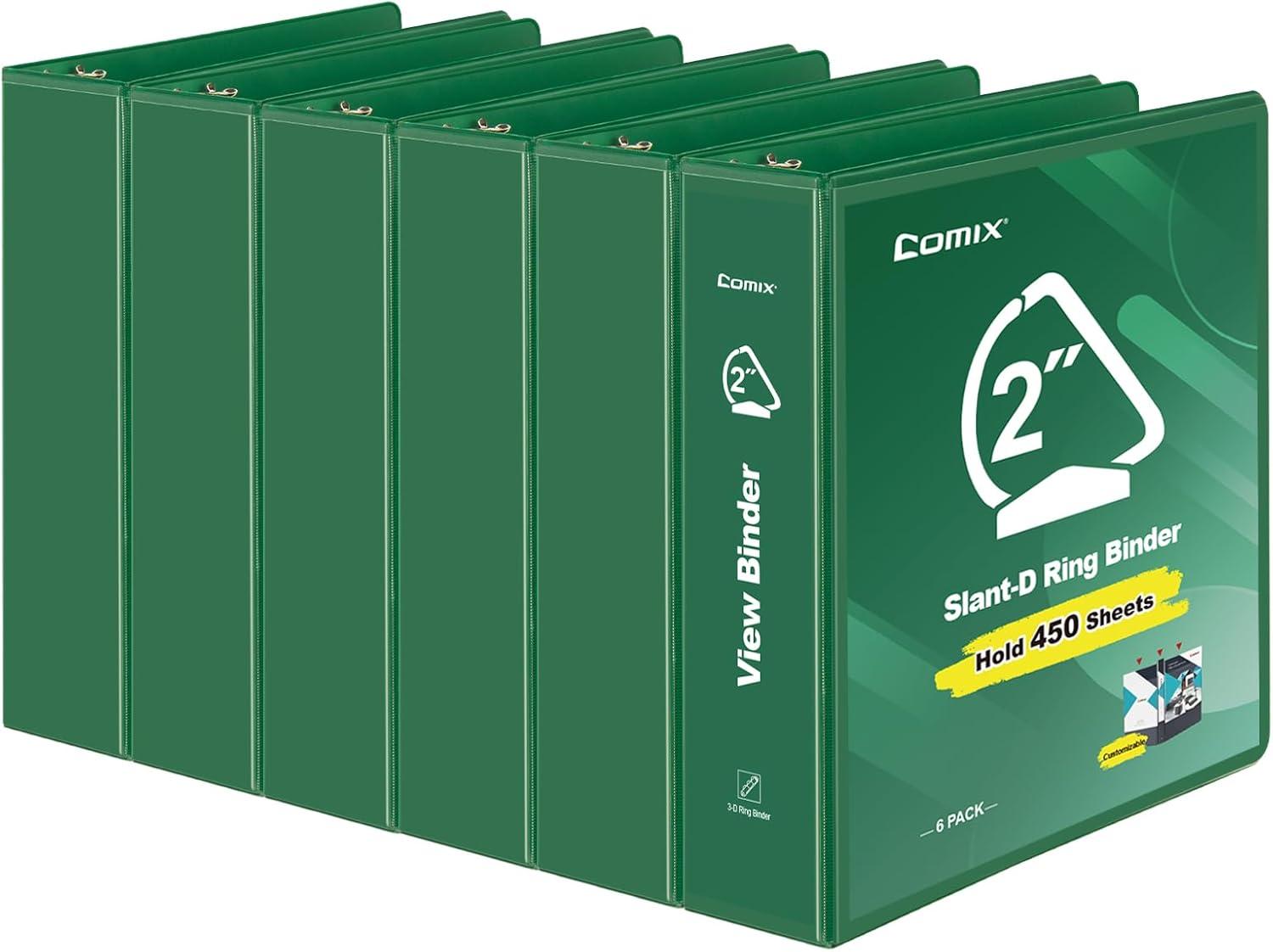 imageCOMIX Sturdy 3 Ring Binder 2 inch with Clear View Cover 2quot SlantD Ring View Binder Holds 500 Sheets of US Letter Size Paper 6 Pack RedGreen