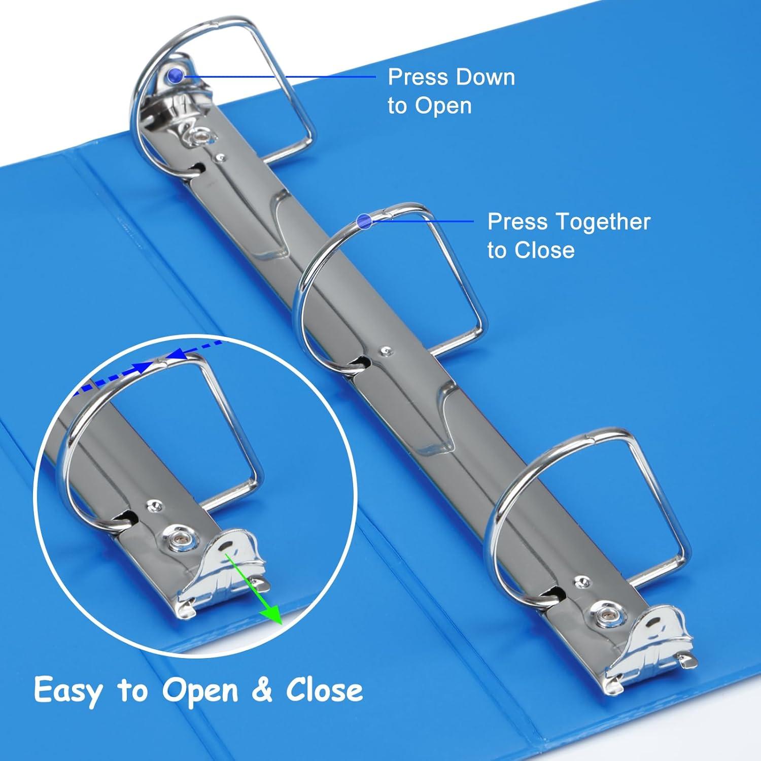 imageCOMIX Sturdy 3 Ring Binder 2 inch with Clear View Cover 2quot SlantD Ring View Binder Holds 500 Sheets of US Letter Size Paper 6 Pack RedLight Blue