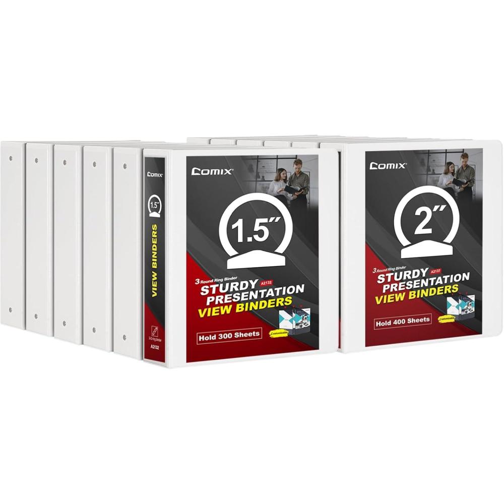 imageCOMIX Sturdy 3 Ring Binder 15 inch ampamp 2 inch Round Ring View Binder
