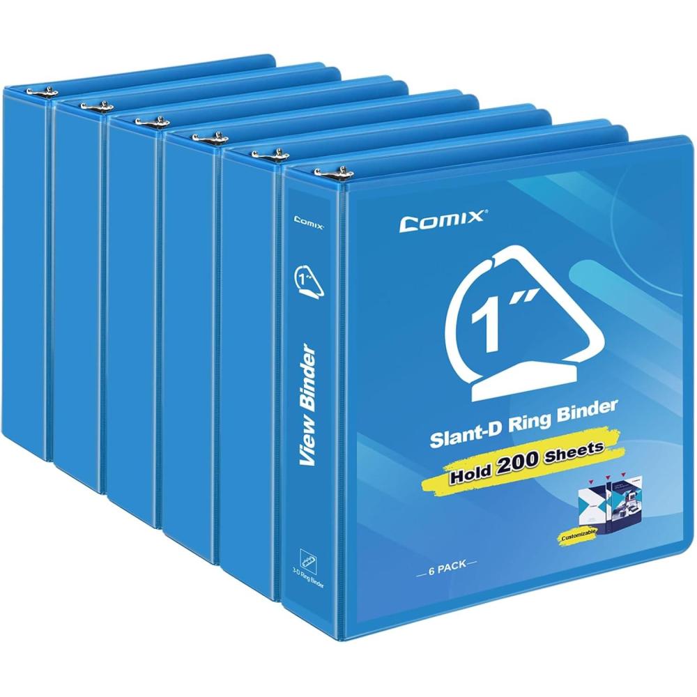 imageCOMIX Sturdy 3 Ring Binder 2 inch with Clear View Cover 2quot SlantD Ring View Binder Holds 500 Sheets of US Letter Size Paper 6 Pack RedLight Blue