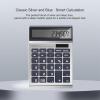 Comix Desk Calculator with 12 Digits Large LCD Display, Solar Battery Dual Power, Big Button Basic Calculator for Home Office School(Silver)