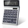 Comix Desk Calculator with 12 Digits Large LCD Display, Solar Battery Dual Power, Big Button Basic Calculator for Home Office School(Silver)