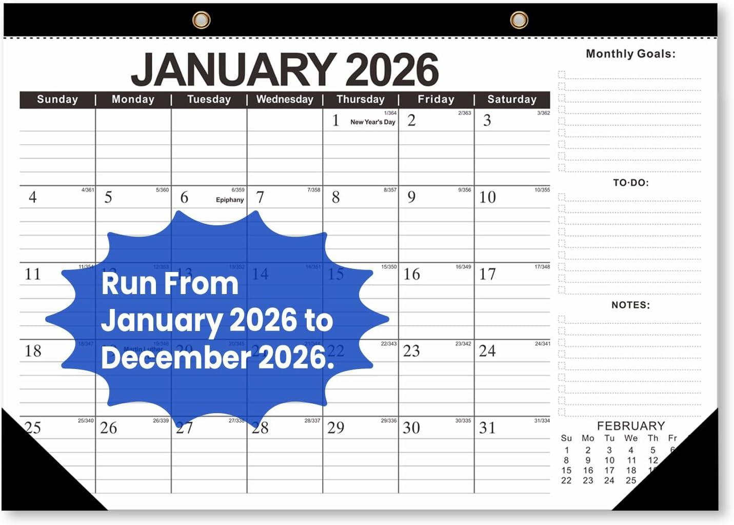 imageComix 20252026 Floral Desk Calendar 18 Month Desk Calendar July 2025Dec 2026 17quotx12quot Thick Paper with Classic Design for Office ampamp HomeBlack and White