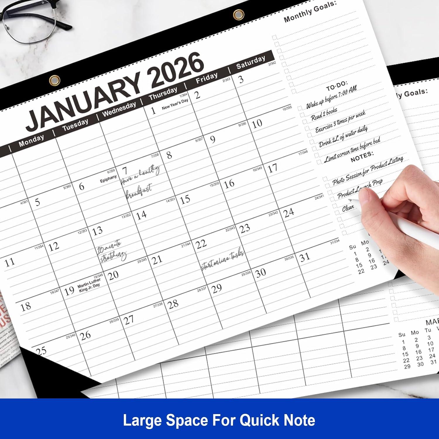 imageComix 20252026 Floral Desk Calendar 18 Month Desk Calendar July 2025Dec 2026 17quotx12quot Thick Paper with Classic Design for Office ampamp HomeBlack and White