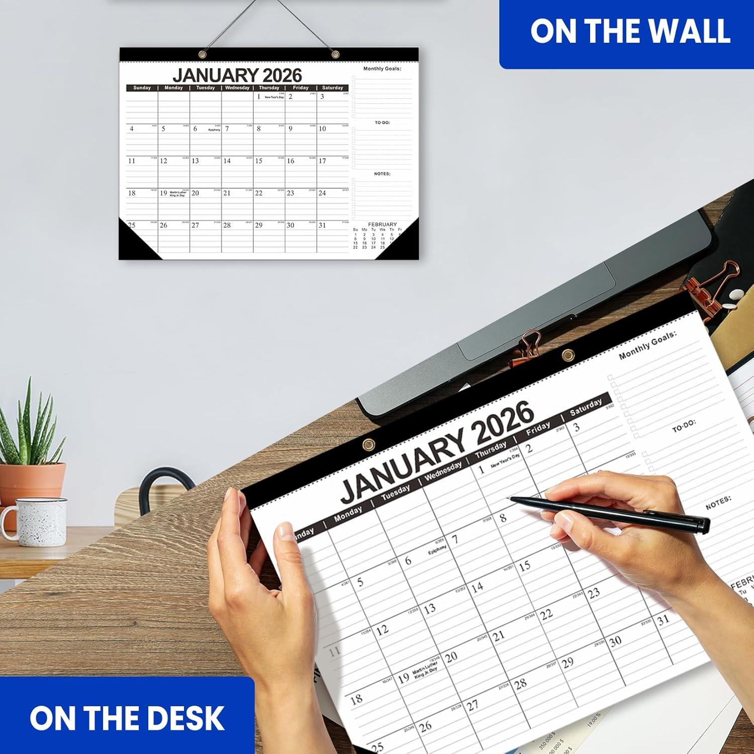 imageComix 20252026 Floral Desk Calendar 18 Month Desk Calendar July 2025Dec 2026 17quotx12quot Thick Paper with Classic Design for Office ampamp HomeBlack and White