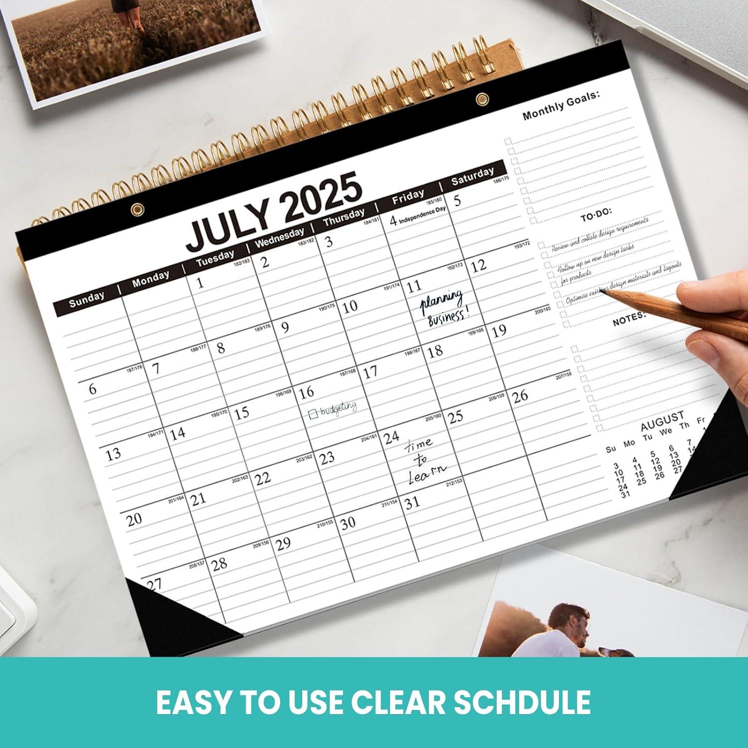 imageComix 20252026 Floral Desk Calendar 18 Month Desk Calendar July 2025Dec 2026 17quotx12quot Thick Paper with Classic Design for Office ampamp HomeBlack and White