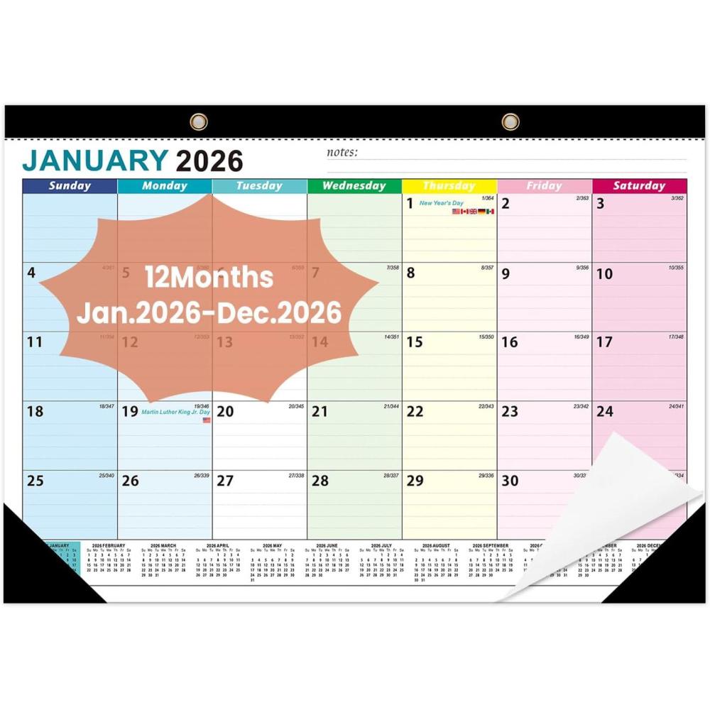 imageCOMIX 2026 Large Desk Calendar 12 Months 22quot x 17quot Wall Calendar from Jan 2026 to Dec 2026 Large Monthly Planner with Holiday for Home School or Office OrganizationClassic European Style
