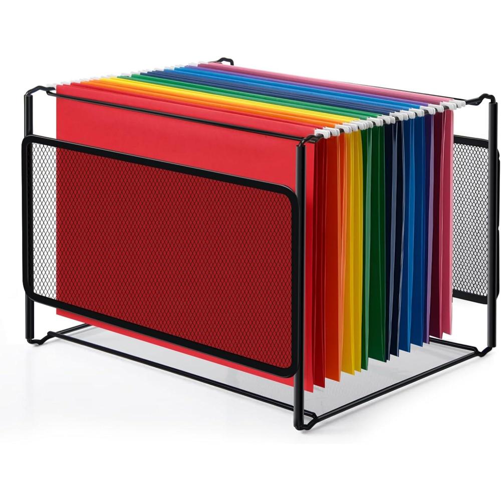imageComix Hanging File Organizer Letter Size File Folder Organizer with Metal Mesh SpaceSaving File Folder Storage Box for Home Office Supplies1 Pack