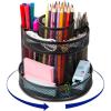 Comix 360° Rotating Pen Holder for Desk, 5 Compartments Office Desk Organizer, Black Mesh Metal Pencil Holder Cup for Office Home School(B2051)