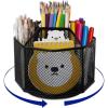 Comix 360° Rotating Pen Holder for Desk, 5 Compartments Office Desk Organizer, Black Mesh Metal Pencil Holder Cup for Office Home School(B2052)