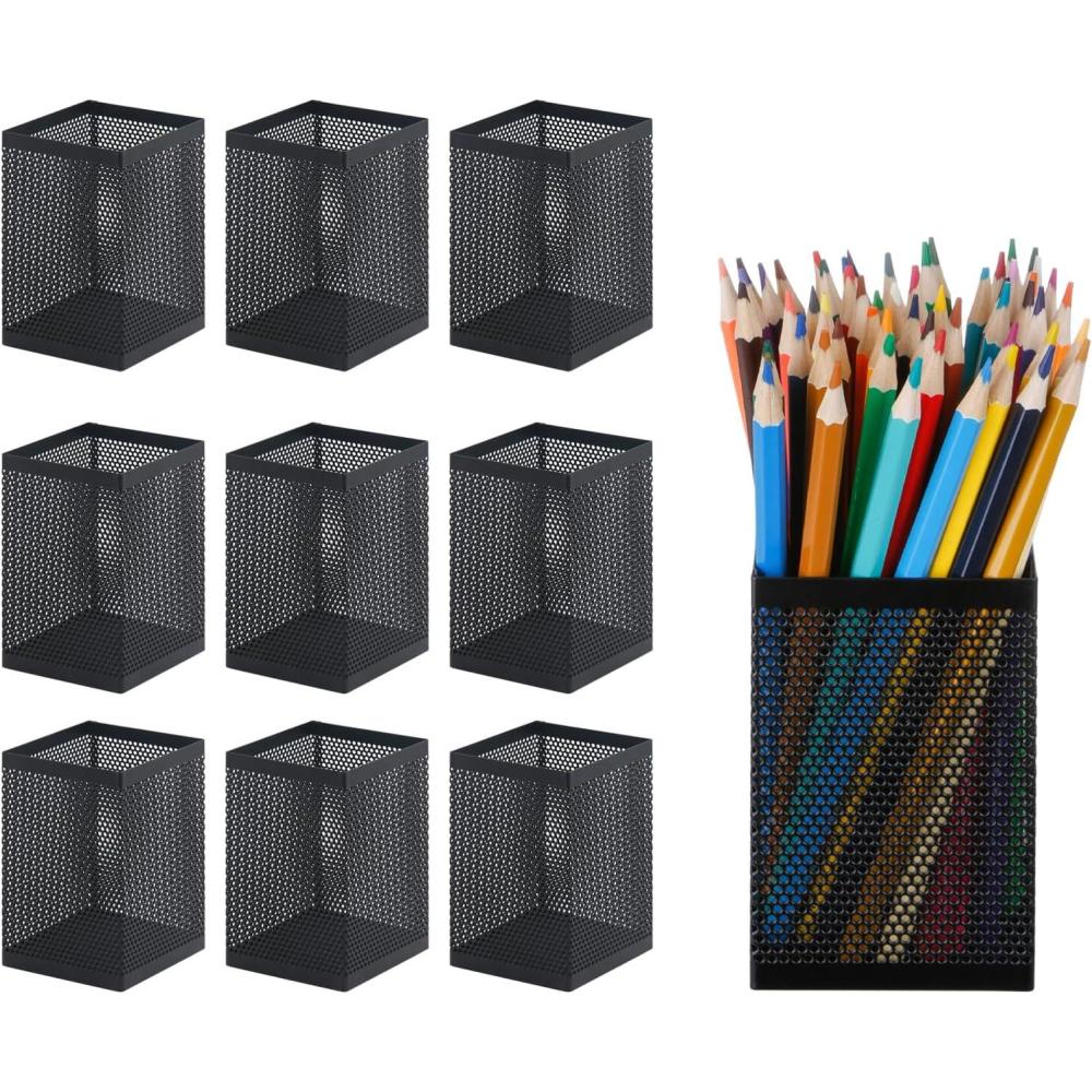 imageComix Mesh Pen Holder Desk Wire Pencil Holder with Foam Pad and NonSlip Bottom Office Supplies Desk Organizer for Home Office School 10 PacksB200310Packs