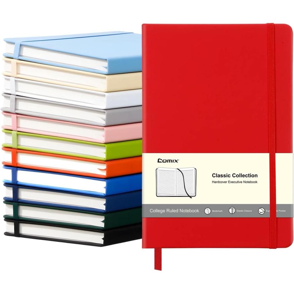 imageCOMIX 12 Pack Lined Journal Notebooks for Women ampamp Men 240 Pages Medium 55quot x 83quot Hardcover Journaling Notebook for Work ampamp Note Taking Fits for School Home Business Journals for Women MenAssorted Color1