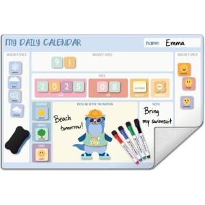 COMIX Whiteboard Dry Erase, 26″ x 17″ Reward Task Chart Adhesive Whiteboard for Wall with Cute Magnetic Emoji, Educational Daily Task Set for Student Kids Home Classroom(Calendar Set)