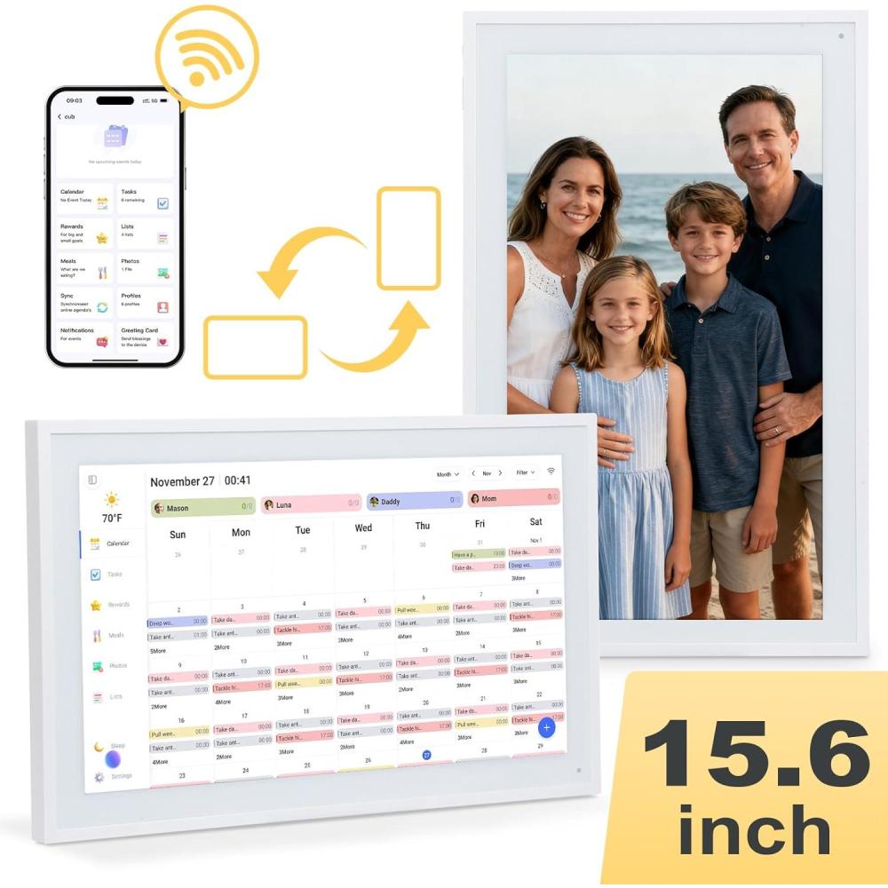image:imageCOMIX 156inch Smart Digital Wall CalendarElectronic Calendar with Touch Screen DisplayFamily Organizer for 2026 Schedules amp Chore ChartsIncludes Wall MountIdeal for Home amp Office