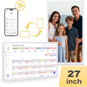COMIX 27-inch Smart Digital Wall Calendar,Electronic Calendar with Touch Screen Display–Family Organizer for 2026 Schedules & Chore Charts,Includes Wall Mount,Ideal for Home & Office
