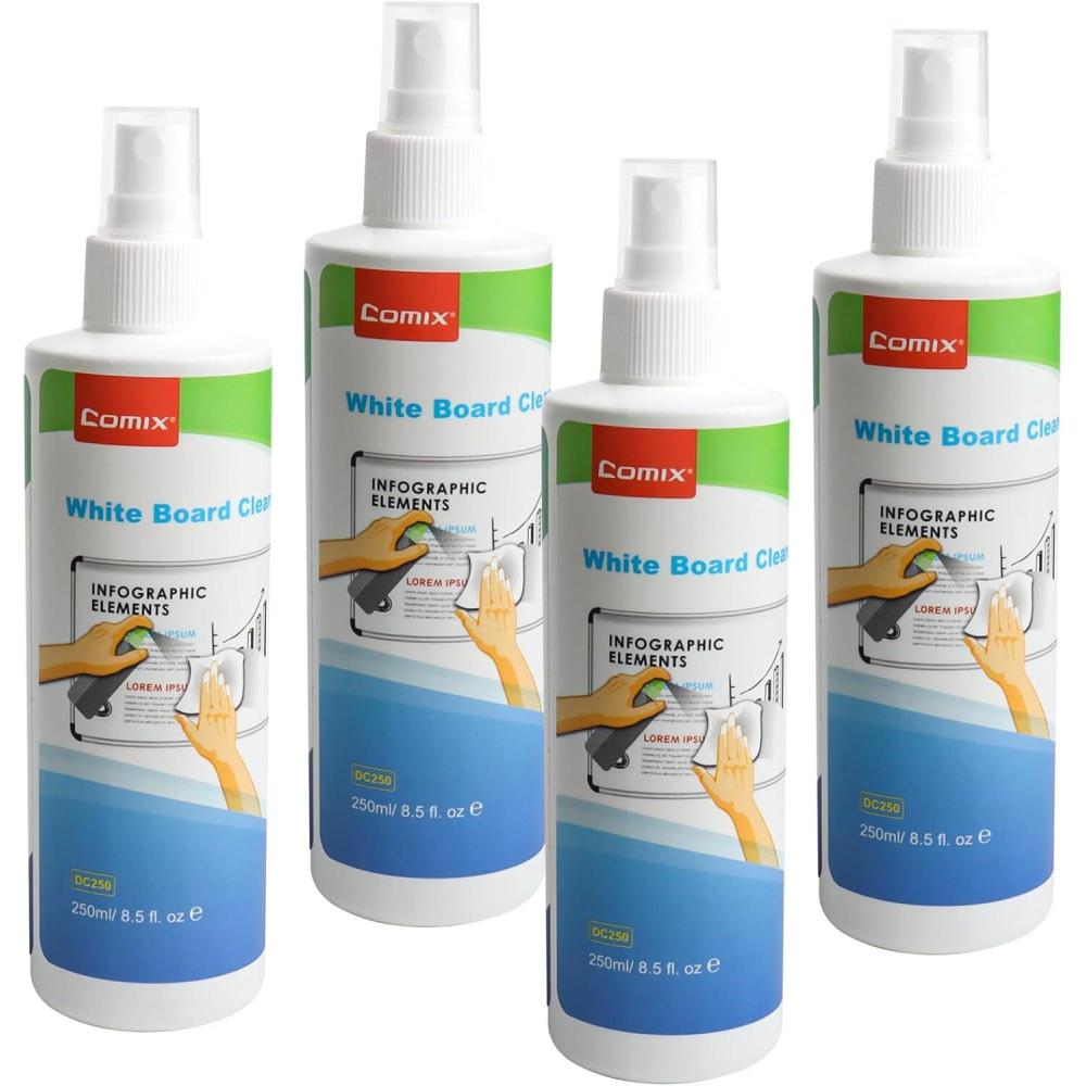 image:imageComix Nontoxic Whiteboard Cleaner 85oz White Board Cleaning Spray Low Odor Dry Erase Cleaner 6 Pack85 Fl Oz Pack of 4