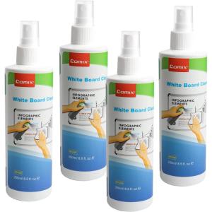 Comix Non-toxic Whiteboard Cleaner, 8.5oz White Board Cleaning Spray, Low Odor Dry Erase Cleaner, 6 Pack(8.5 Fl Oz (Pack of 4))