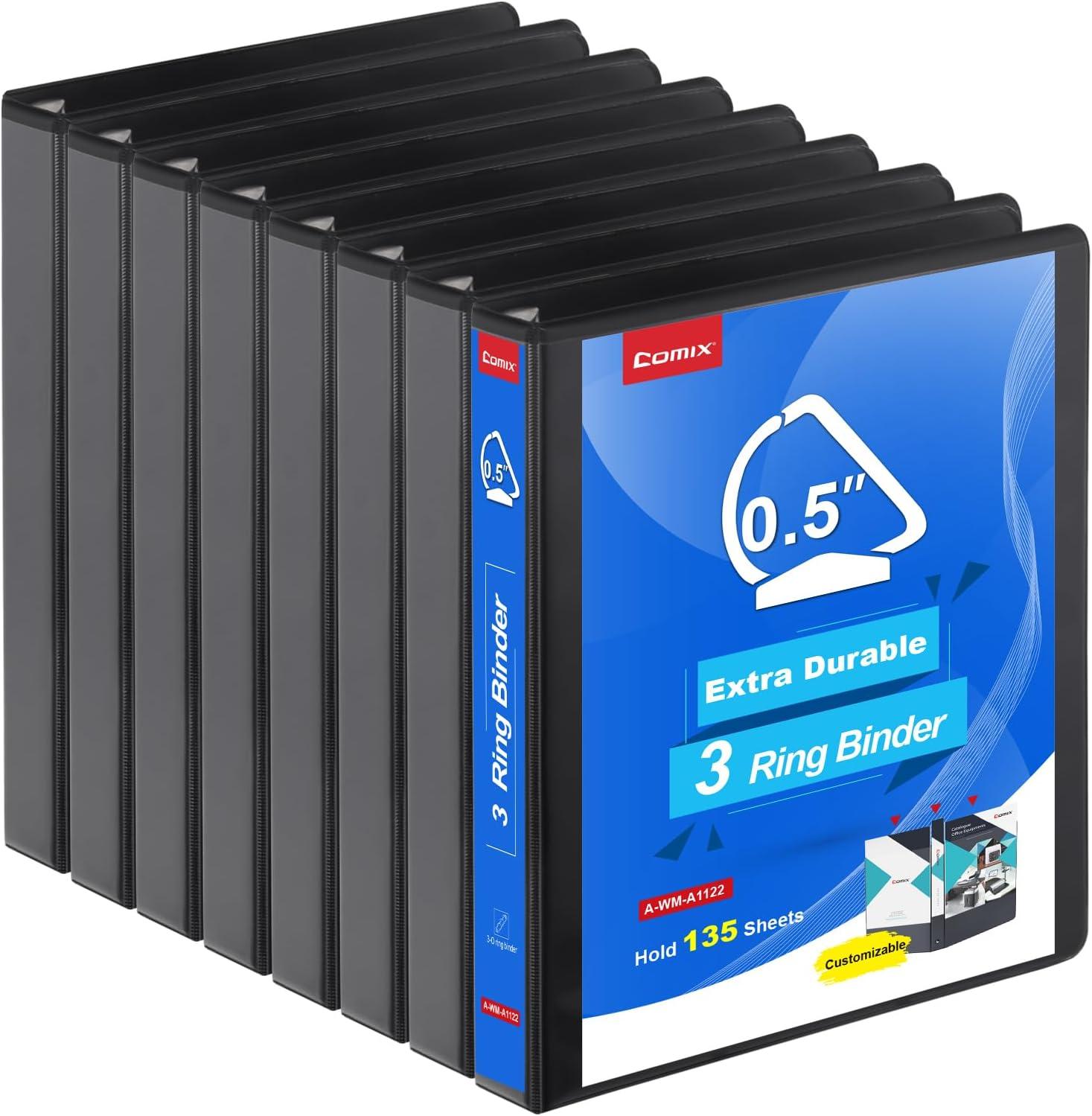 image:imageCOMIX Heavy Duty 05 inch SlantD Ring View Binder 12 inch 3 Ring Binders Hold 125 Sheets of 85 x 11 Paper 12 Pack WhiteBlack