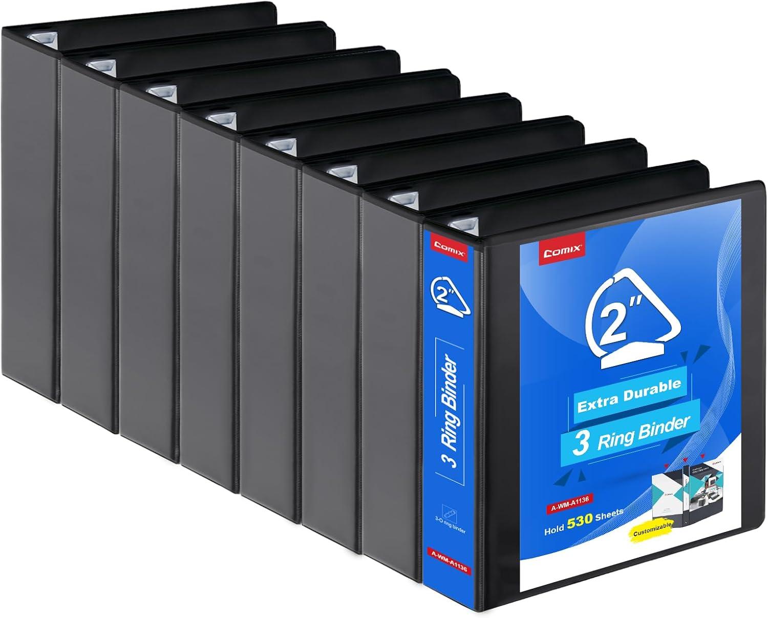 image:imageCOMIX Heavy Duty 05 inch SlantD Ring View Binder 12 inch 3 Ring Binders Hold 125 Sheets of 85 x 11 Paper 12 Pack WhiteBlack