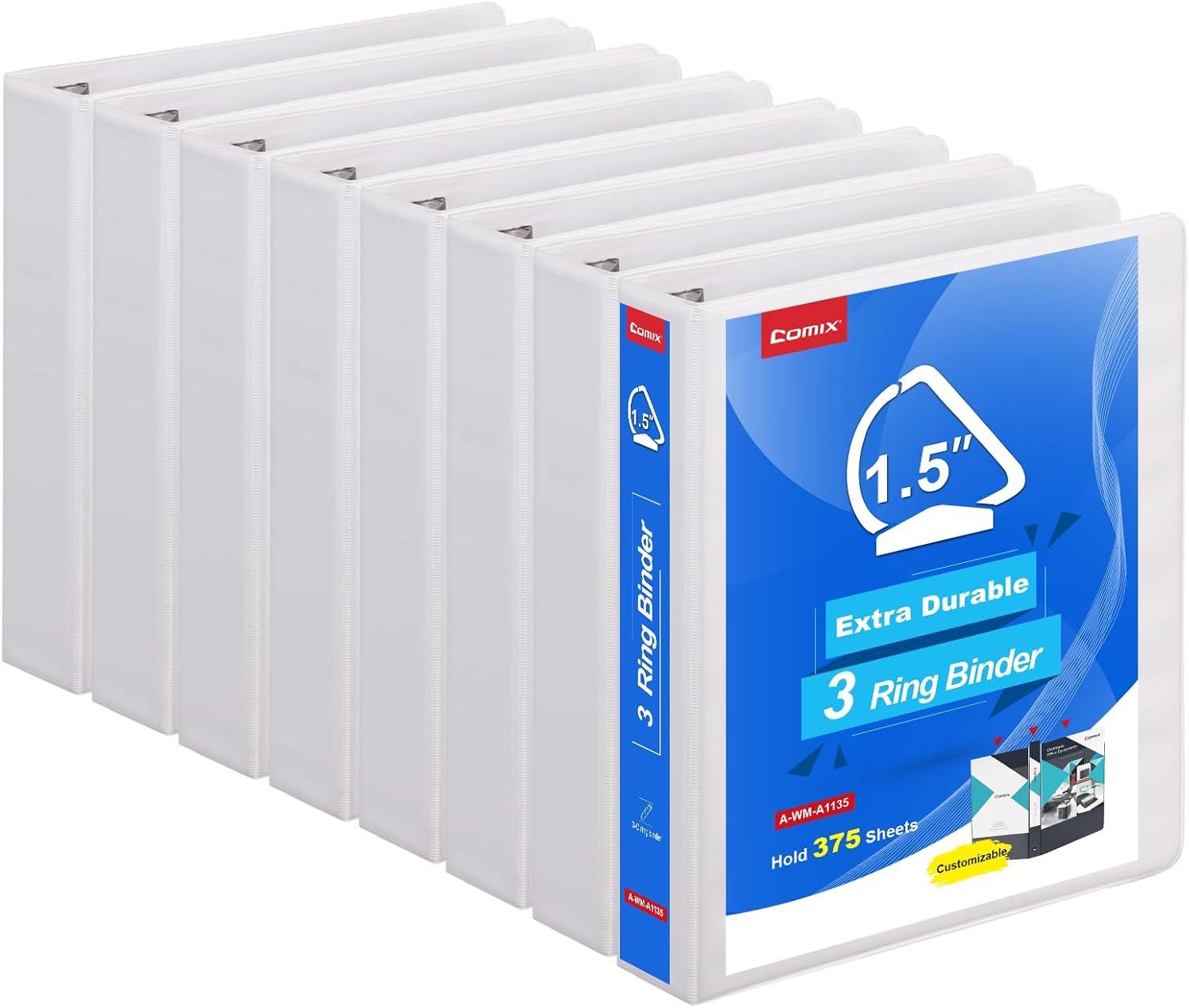 image:imageCOMIX Heavy Duty 05 inch SlantD Ring View Binder 12 inch 3 Ring Binders Hold 125 Sheets of 85 x 11 Paper 12 Pack WhiteWhite