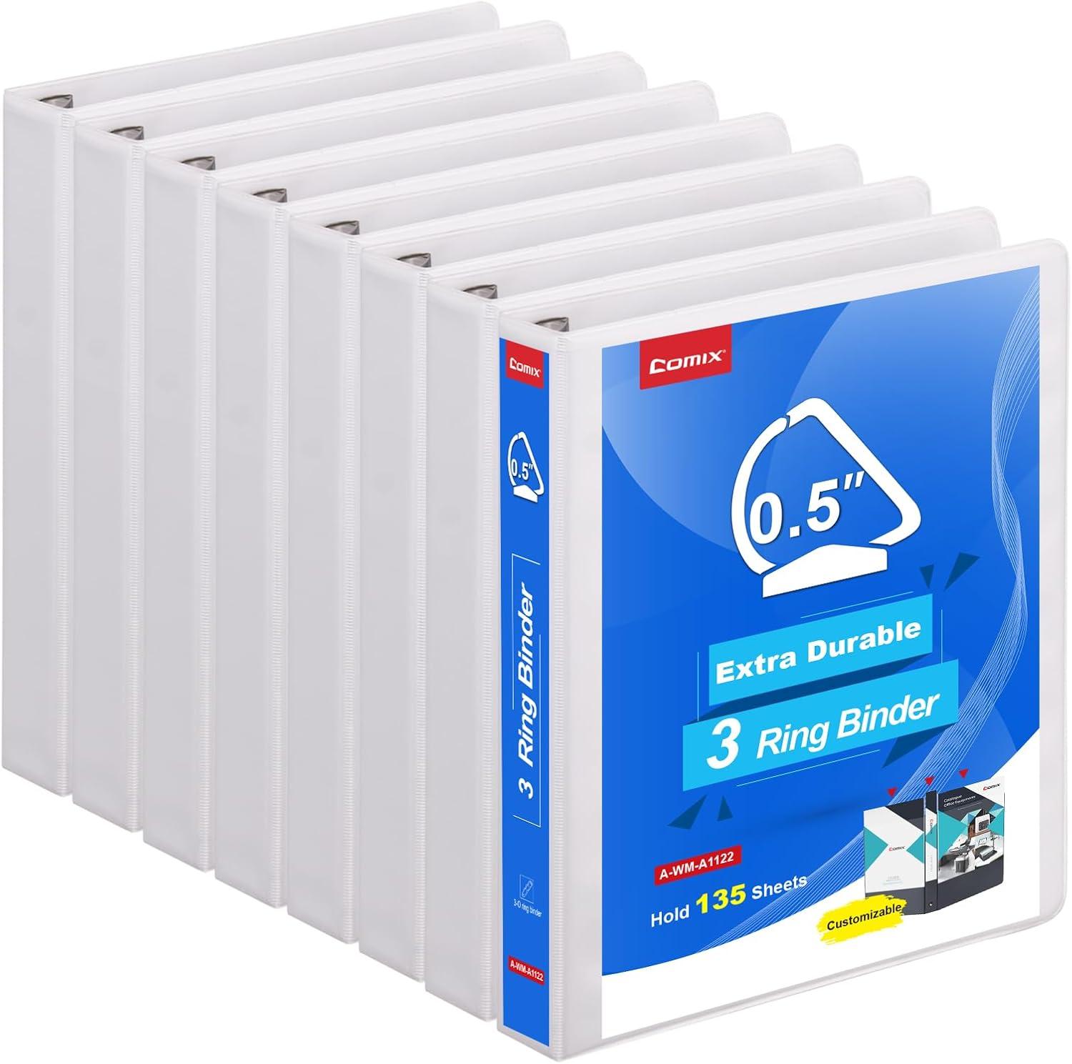 image:imageCOMIX Heavy Duty 05 inch SlantD Ring View Binder 12 inch 3 Ring Binders Hold 125 Sheets of 85 x 11 Paper 12 Pack WhiteWhite