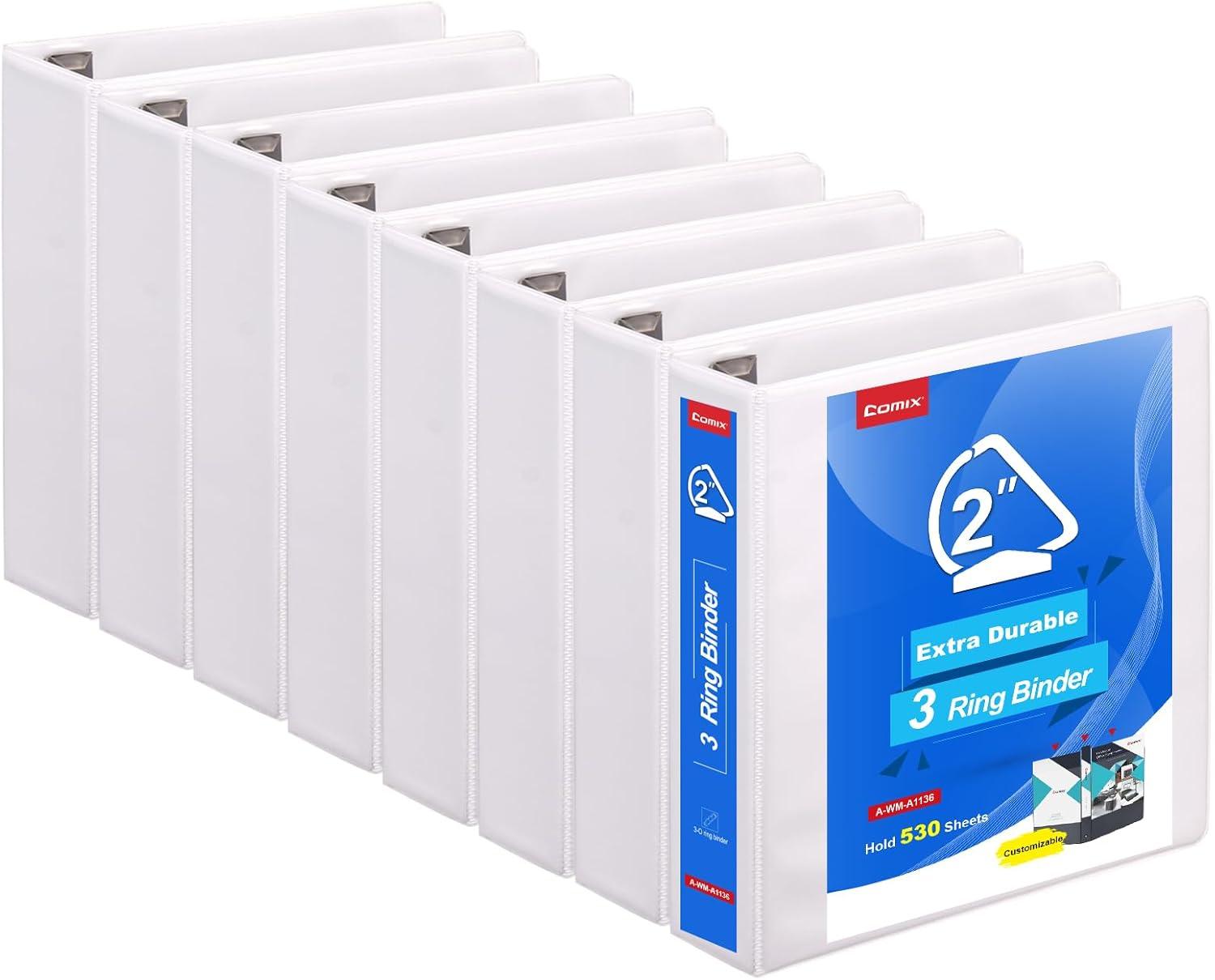 image:imageCOMIX Heavy Duty 05 inch SlantD Ring View Binder 12 inch 3 Ring Binders Hold 125 Sheets of 85 x 11 Paper 12 Pack WhiteWhite