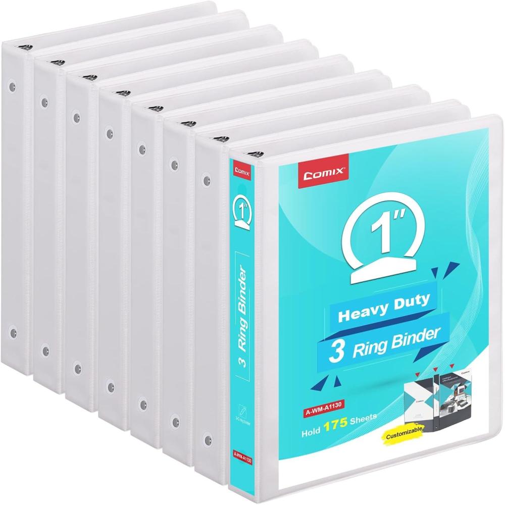 image:imageCOMIX Heavy Duty 3 Ring Binder 05 inch with Clear View Cover 12 Round Ring View Binder PVCFree 100 Sheets Capacity of US Letter Size Paper Office  School Supplies 12 Pack WhiteWhite