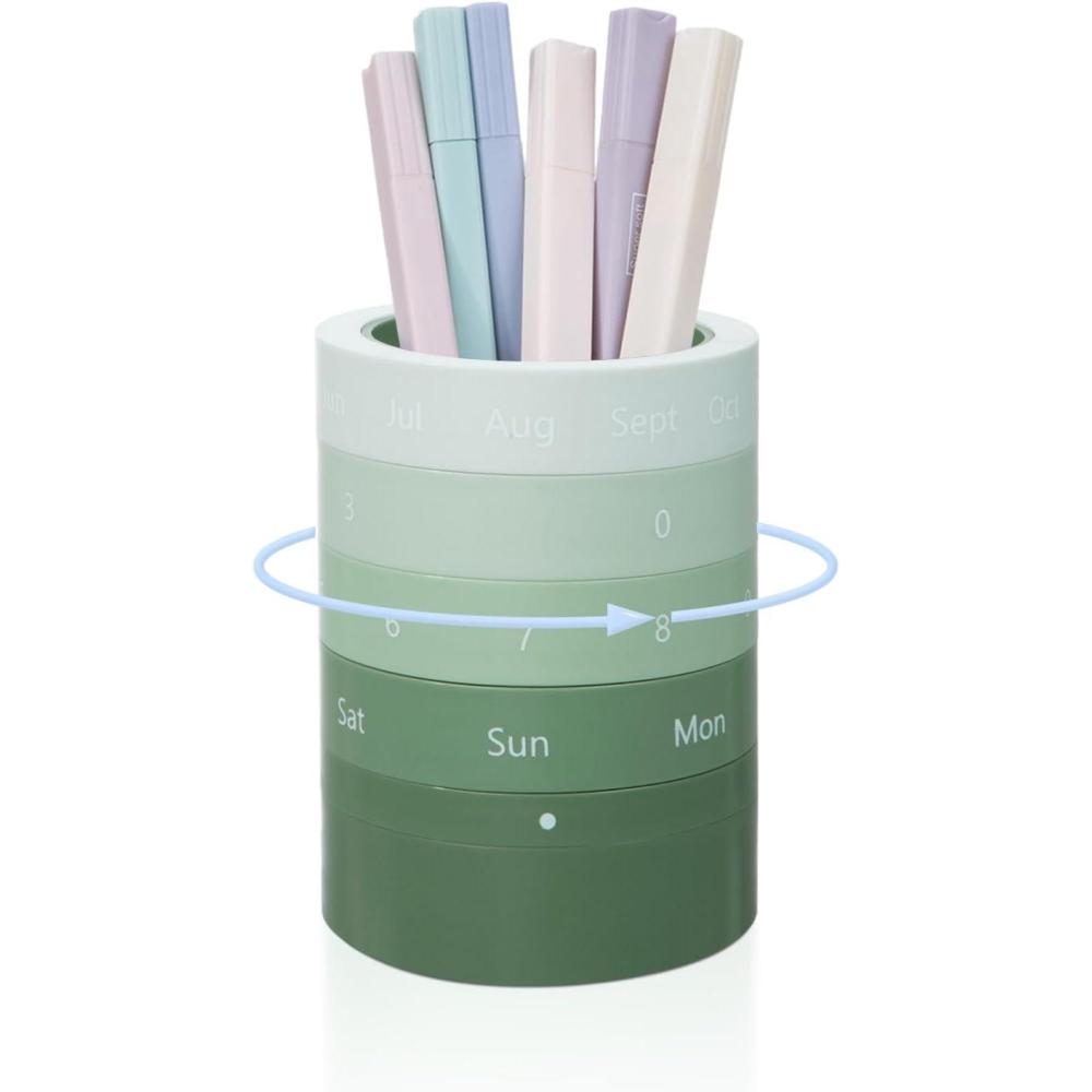 image:imageComix Calender Pen Holder for Desk Cute Platsic Pencil Holder Green Desk Organizer for Home School Office SuppliesGreen